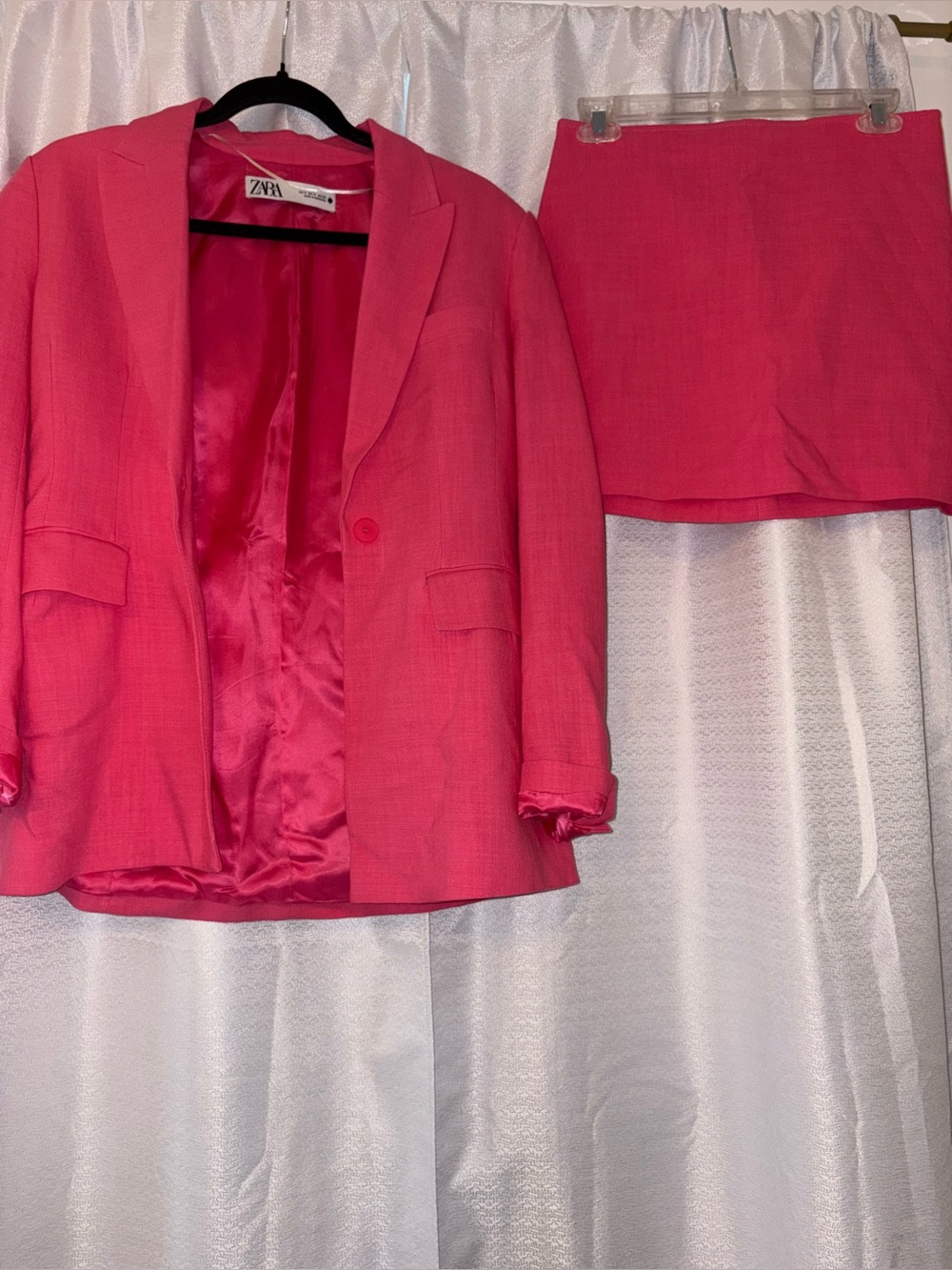 Zara Womens Pink Blazer & Skirt Set
